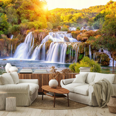 Papier peint 3D &laquo; Cascade &raquo; avec paysage pour chambre &agrave; coucher ou salon, format 400 x 280