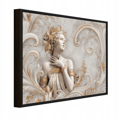 Tableau dans un cadre noir sur toile femme 3D béton salon chambre 60x40
