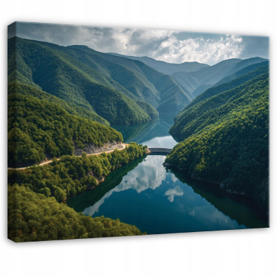 Tableau rivière montagne nature pour chambre à coucher salon cuisine sur toile 120x80