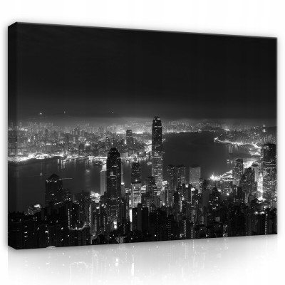 Image d'une ville la nuit, grande toile murale 60 x 40