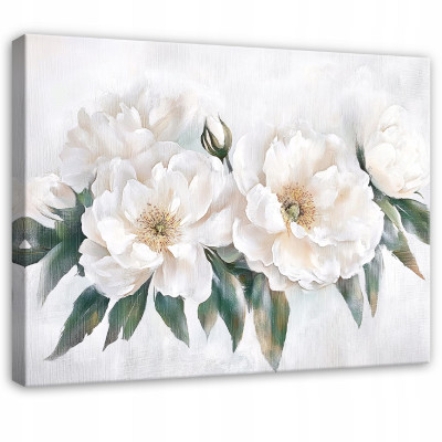 Tableau de fleurs 3D blanches pour chambre à coucher, salon ou cuisine, sur toile 120 x 80
