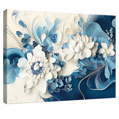 Peinture sur toile murale fleurs bleues pour chambre à coucher salon cuisine 60x40