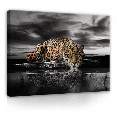 Peinture sur toile tigre jaguar guépard grand format 120x80