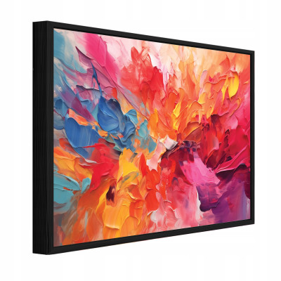 Tableau dans un cadre noir sur toile abstraction aquarelle salon chambre à coucher 100x70