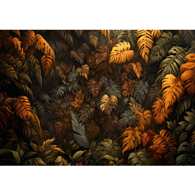 Papier peint mural « Feuilles tropicales d'automne » pour le salon