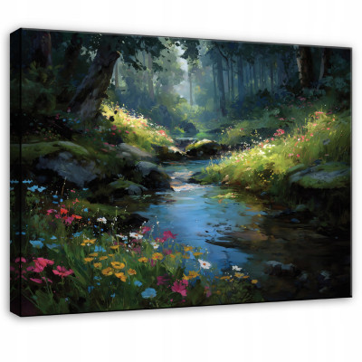 Peinture forêt paysage rivière paysage pour chambre à coucher salon sur toile 60x40