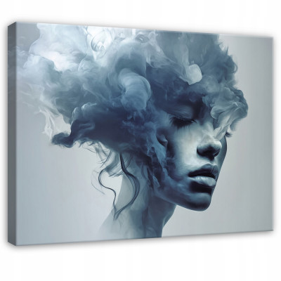 Tableau femme bleu abstraction pour chambre à coucher salon sur toile 100x70