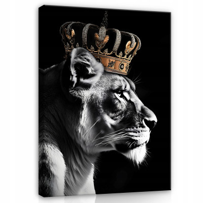 Tableau sur toile murale lion motivant couronne pour chambre à coucher salon 40x30