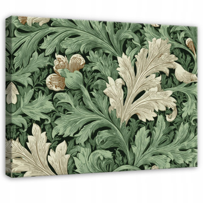 Tableau abstrait vintage rétro avec des feuilles, pour la chambre à coucher ou le salon, sur toile 40 x 30