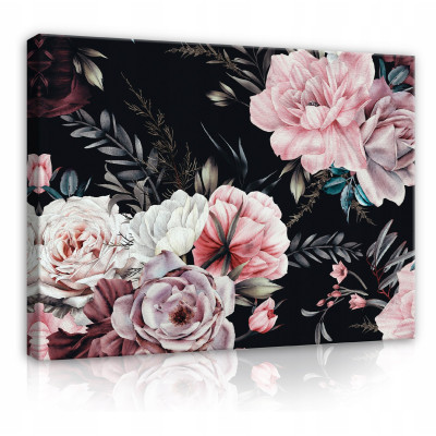 Tableau sur toile fleurs pivoines roses salon 60x40