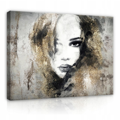 Peinture sur toile visage de femme bouche béton 60x40