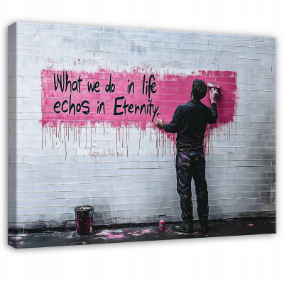 Tableau Banksy abstraction gris pour salon, chambre à coucher, cuisine sur toile 60x40