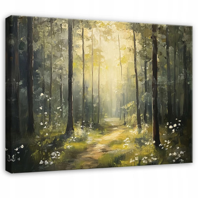 Image forêt 3D arbres Soleil pour chambre à coucher salon cuisine sur toile 120x80