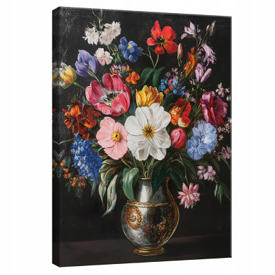 Tableau moderne noir à fleurs pour salon ou chambre à coucher, sur toile, 100 x 70 cm