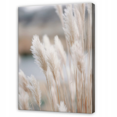 Tableau « Herbe de la pampa » style bohème, nature, beige, pour chambre à coucher ou salon, sur toile, 40 x 30