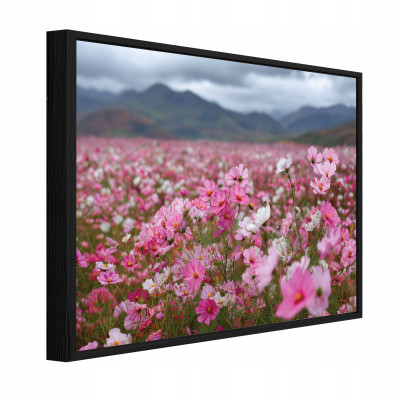 Tableau dans un cadre noir sur toile fleurs des champs nature salon chambre à coucher 120x80