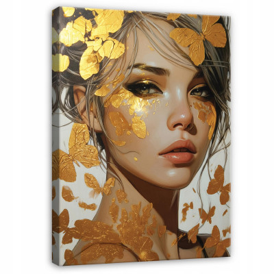 Tableau femme abstraction glamour doré pour chambre à coucher salon sur toile 40x30