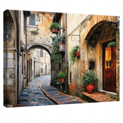 Tableau pour chambre à coucher, salon, cuisine, rue italienne sur toile, format 120 x 80