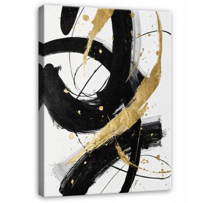 Tableau abstrait doré glamour noir pour chambre à coucher ou salon sur toile 60x40