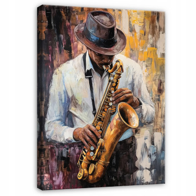 Tableau Homme saxophoniste pour chambre à coucher, salon ou cuisine sur toile 120x80