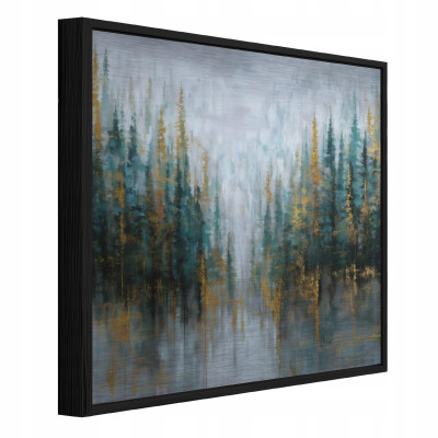 Tableau dans un cadre noir, forêt métallique, abstraction, loft, salon, chambre à coucher, 80 x 80
