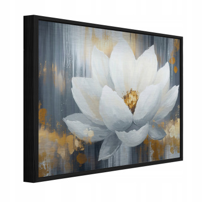 Tableau sur métal dans un cadre noir, fleurs, abstraction, salon, chambre à coucher, 120 x 80