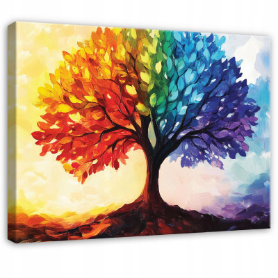 Image arbre du bonheur colorée pour chambre à coucher, salon, cuisine sur toile 40x30