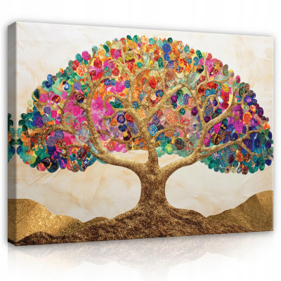 Peinture arbre abstraction art sur toile mur chambre salon 40x30