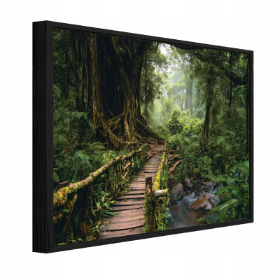 Tableau dans un cadre noir sur toile forêt arbres nature salon chambre à coucher 60x40