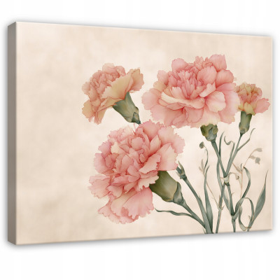 Tableau abstrait représentant des fleurs (œillets et roses) pour la chambre à coucher ou le salon, sur toile, 40 x 30 cm