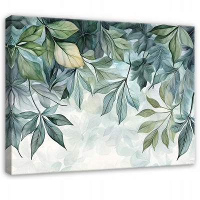 Tableau représentant des feuilles vertes suspendues pour chambre, salon ou cuisine, sur toile, 40 x 30