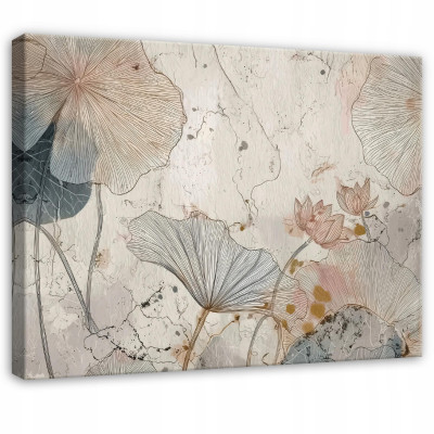 Tableau fleurs abstraction béton beige pour chambre à coucher salon sur toile 120x80