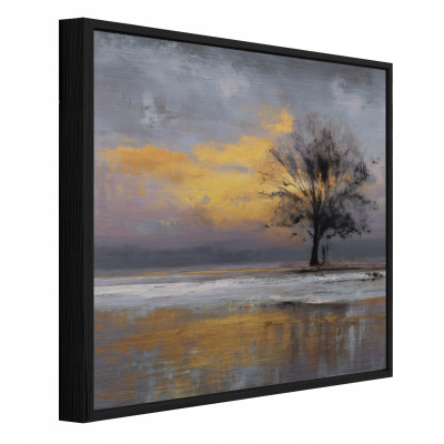 Tableau dans un cadre noir, arbre métallique, abstraction, salon, chambre à coucher, 80 x 80