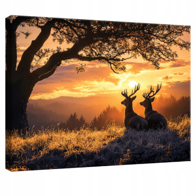 Tableau pour chambre à coucher, salon, cuisine, cerf, nature, vue sur toile murale 120 x 80