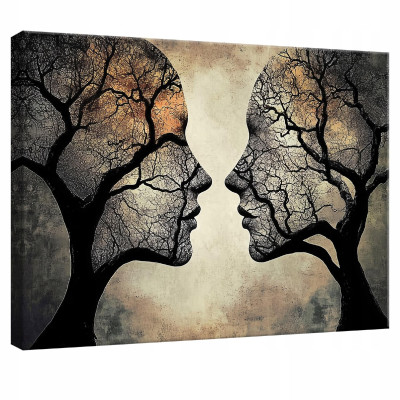 Tableau pour chambre à coucher, salon, cuisine, arbre, femme, sur toile, mur, 120 x 80