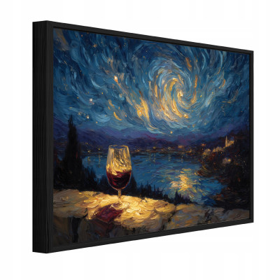Tableau dans un cadre noir sur toile abstraction paysage chambre à coucher 40x30