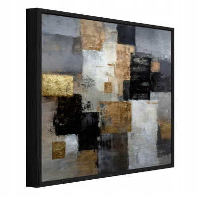 Tableau dans un cadre noir métallique abstraction béton loft salon chambre à coucher 30x30