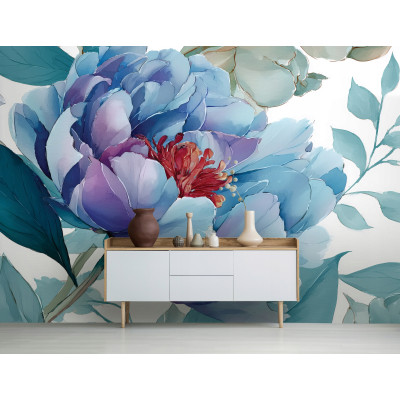 Papier peint fleurs pivoines feuilles chambre salon papier peint intiss&eacute;