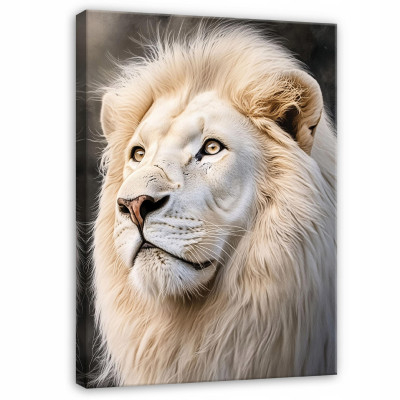 Tableau lion blanc animaux pour chambre à coucher salon cuisine sur toile 100x70
