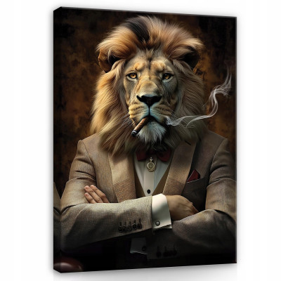 Tableau sur toile murale lion motivant pour chambre à coucher salon bureau 60x40