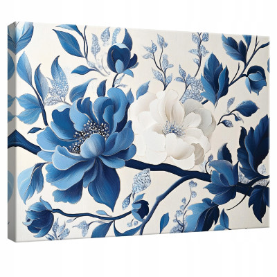 Peinture sur toile murale fleurs bleues pour chambre à coucher salon cuisine 60x40