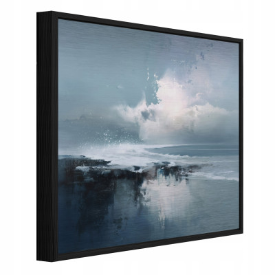 Tableau dans un cadre noir métallique abstraction mer loft salon chambre à coucher 30x30
