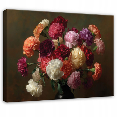 Tableau abstrait représentant des fleurs sur fond noir, pour chambre à coucher ou salon, sur toile 40 x 30