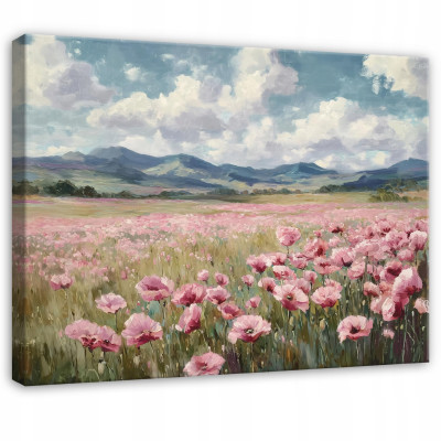 Peinture représentant des fleurs, une prairie et un paysage naturel, pour chambre à coucher, salon ou cuisine, sur toile 40 x 30