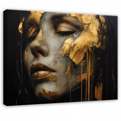 Tableau abstrait doré pour chambre, salon ou cuisine, sur toile 40 x 30