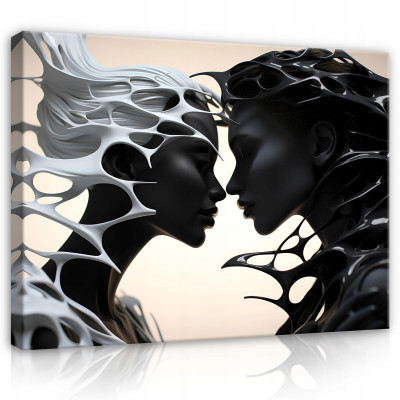Tableau femme abstraction baiser salon 100x70