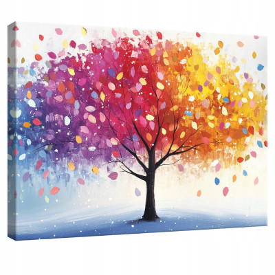 Tableau sur toile mur arbre coloré pour chambre à coucher salon cuisine 40x30