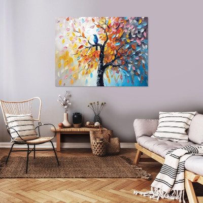 Tableau abstrait moderne repr&eacute;sentant un arbre en 3D, pour chambre &agrave; coucher ou salon, sur toile 40 x 30