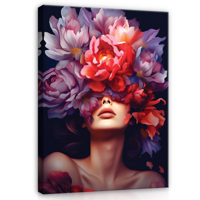 Tableau femme fleurs abstraction chambre à coucher 60x40