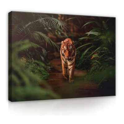 Peinture sur toile tigre forêt jungle grand format 120x80